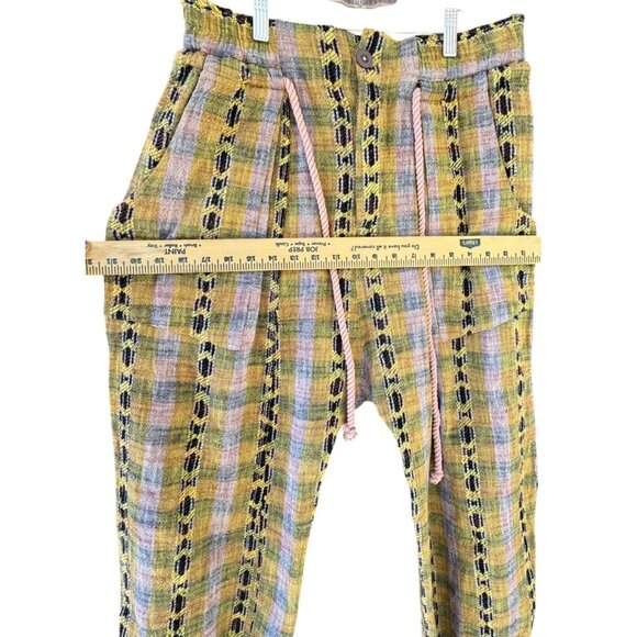 Free People Womens Small Desert Heat Harem Pants Knit Yellow Combo Southwestern - Picture 11 of 15